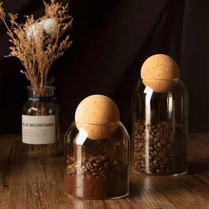 Borosilicate Glass Jars with Cork Lids in Various Sizes