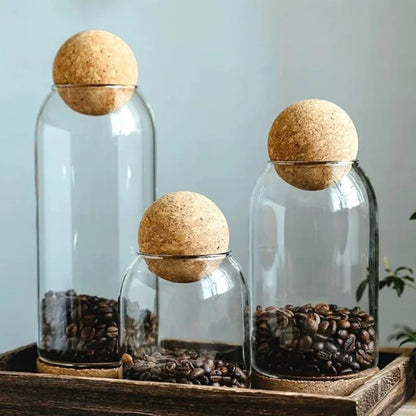 Borosilicate Glass Jars with Cork Lids in Various Sizes