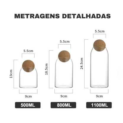 Borosilicate Glass Jars with Cork Lids in Various Sizes