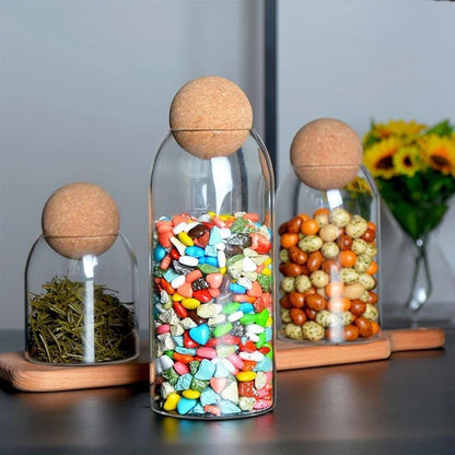 Borosilicate Glass Jars with Cork Lids in Various Sizes