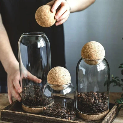 Borosilicate Glass Jars with Cork Lids in Various Sizes