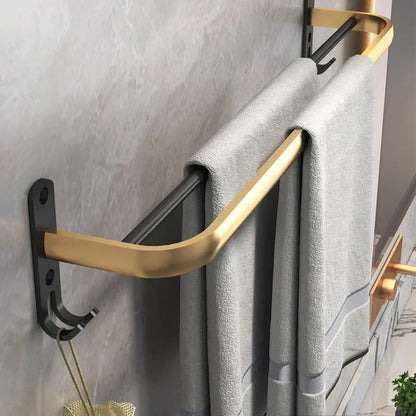 Aluminum Bathroom Shelf with Hooks and Toilet Paper Holder