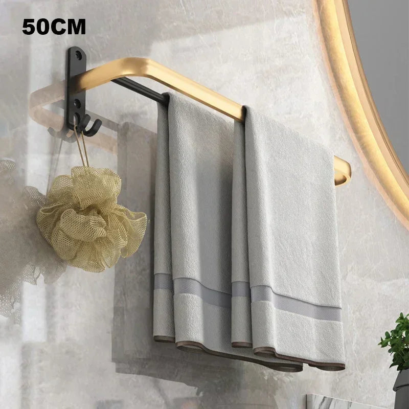 Aluminum Bathroom Shelf with Hooks and Toilet Paper Holder