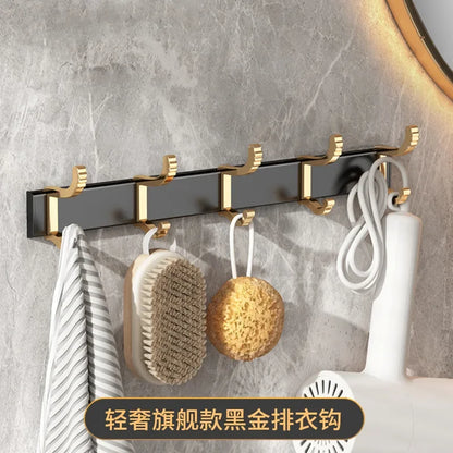 Aluminum Bathroom Shelf with Hooks and Toilet Paper Holder
