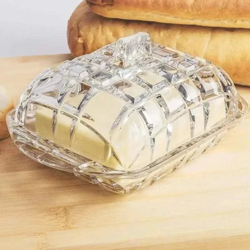Elegant Clear Glass Serving Plate for Cheese and Butter by Monzzi