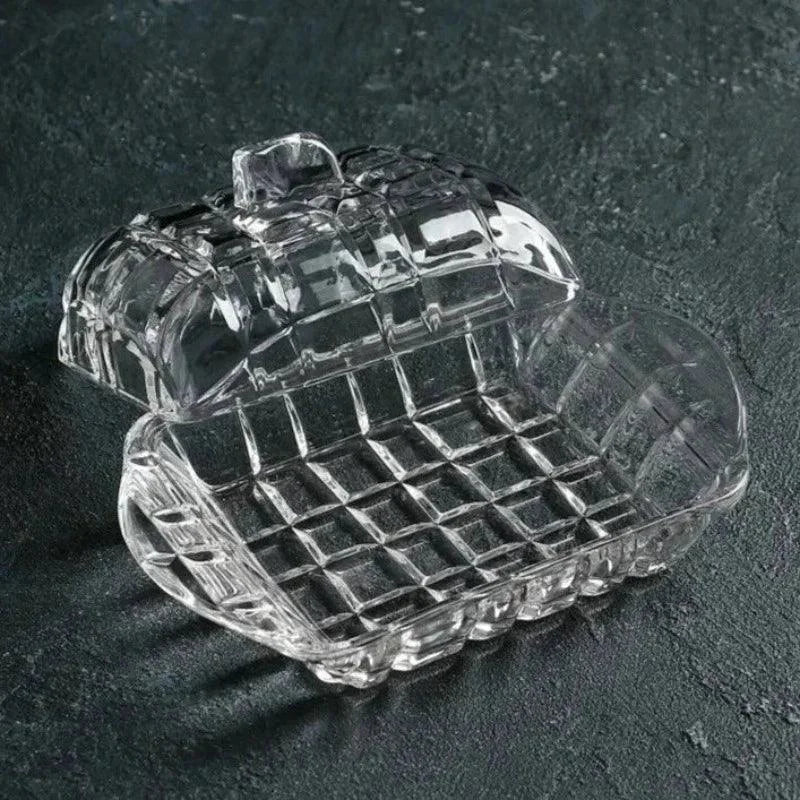 Elegant Clear Glass Serving Plate for Cheese and Butter by Monzzi