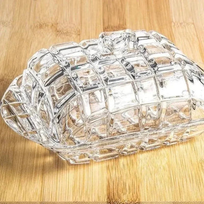 Elegant Clear Glass Serving Plate for Cheese and Butter by Monzzi