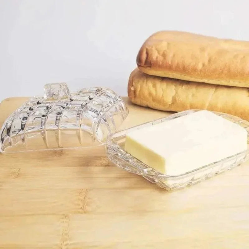 Elegant Clear Glass Serving Plate for Cheese and Butter by Monzzi