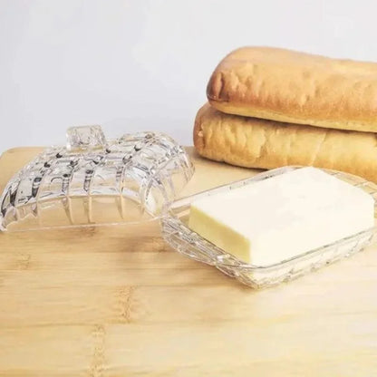 Elegant Clear Glass Serving Plate for Cheese and Butter by Monzzi