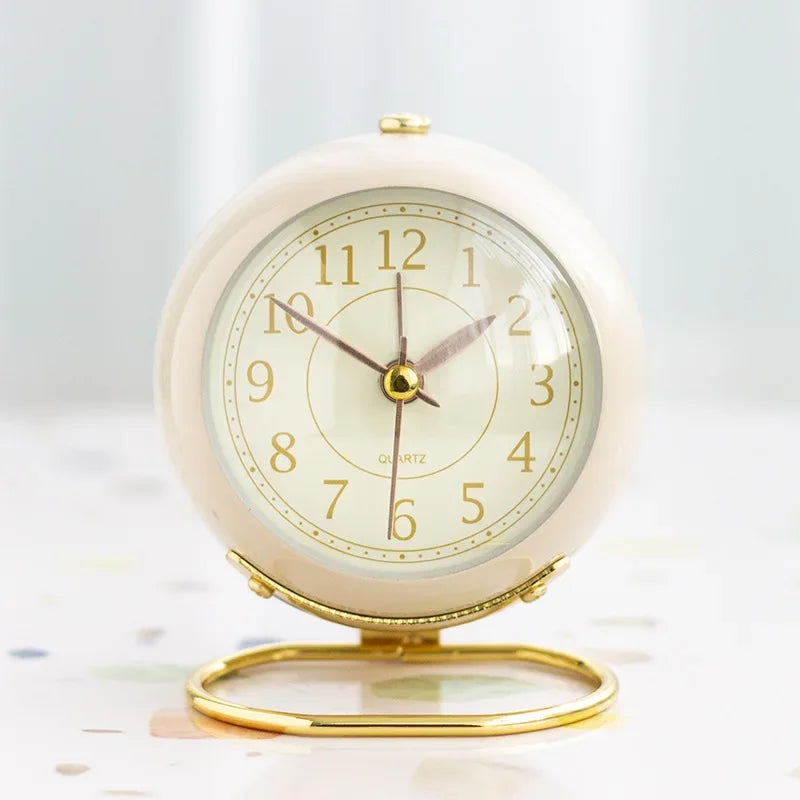 Monzzi Table Silent Round Metal Alarm Clock with Illuminated Display