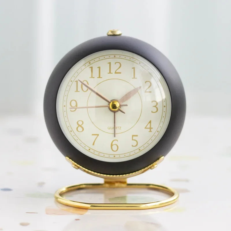 Monzzi Table Silent Round Metal Alarm Clock with Illuminated Display
