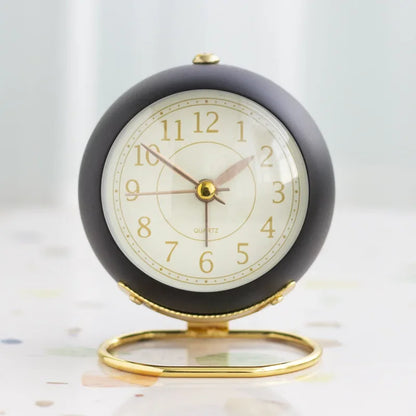 Monzzi Table Silent Round Metal Alarm Clock with Illuminated Display