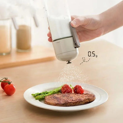 Monzzi Salt and Spice Glass Shaker with Built-In Measuring Spoon