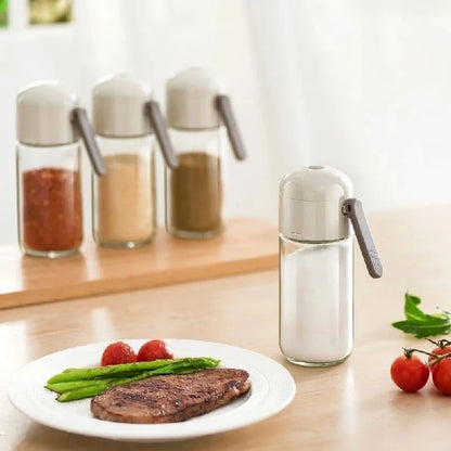 Monzzi Salt and Spice Glass Shaker with Built-In Measuring Spoon