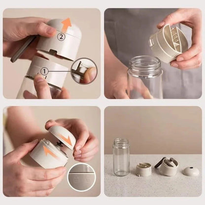 Monzzi Salt and Spice Glass Shaker with Built-In Measuring Spoon