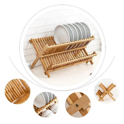 Collapsible Bamboo Rack for Drying and Organizing Monzzi Plates