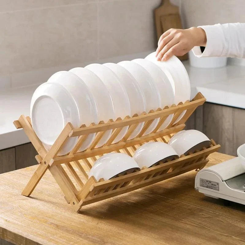 Collapsible Bamboo Rack for Drying and Organizing Monzzi Plates