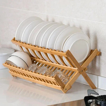 Collapsible Bamboo Rack for Drying and Organizing Monzzi Plates