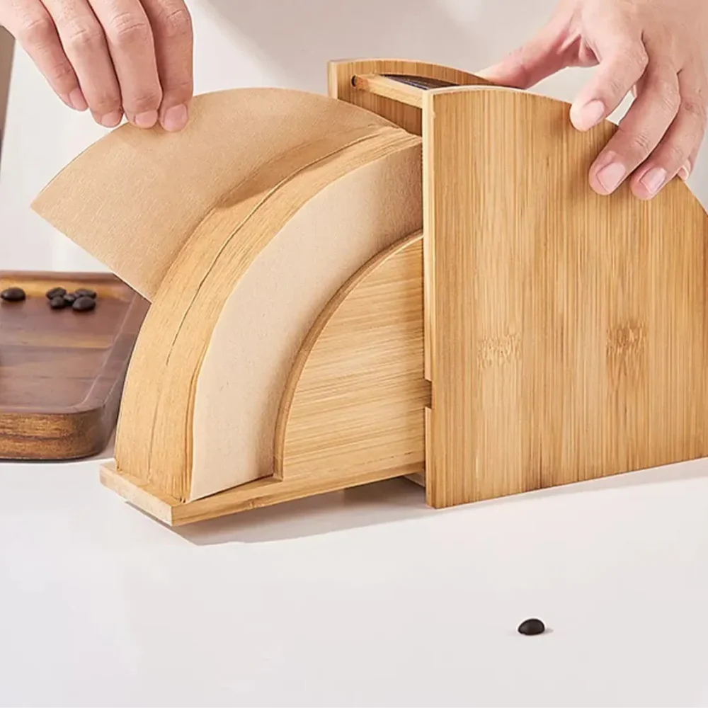 Bamboo Coffee Filter Holder for Organized Kitchen - Monzzi
