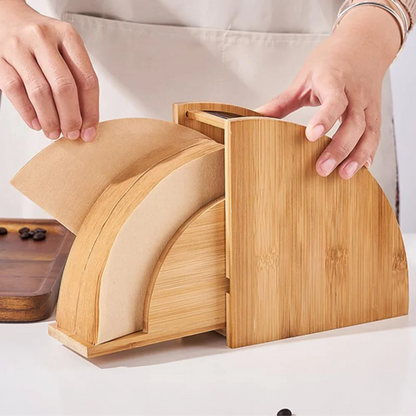 Bamboo Coffee Filter Holder for Organized Kitchen - Monzzi