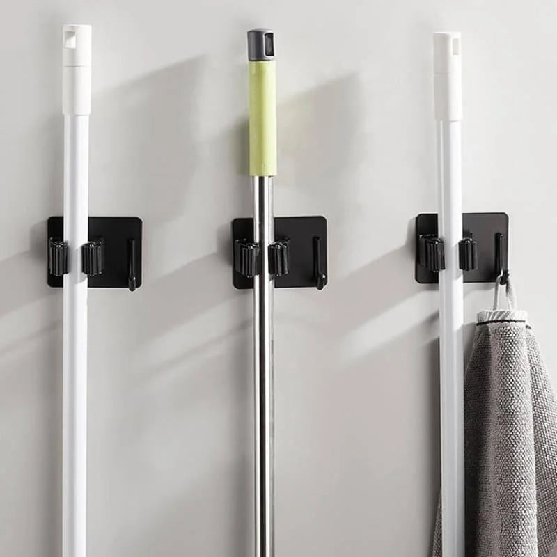 Stainless Steel Wall-Mounted Broom Holder with Monzzi Hook