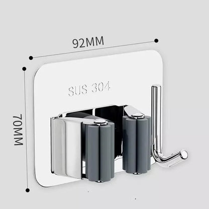 Stainless Steel Wall-Mounted Broom Holder with Monzzi Hook