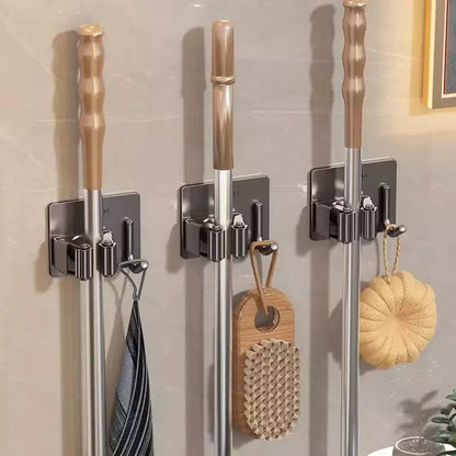 Stainless Steel Wall-Mounted Broom Holder with Monzzi Hook