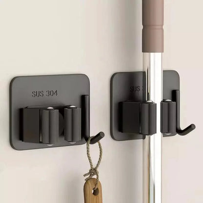 Stainless Steel Wall-Mounted Broom Holder with Monzzi Hook