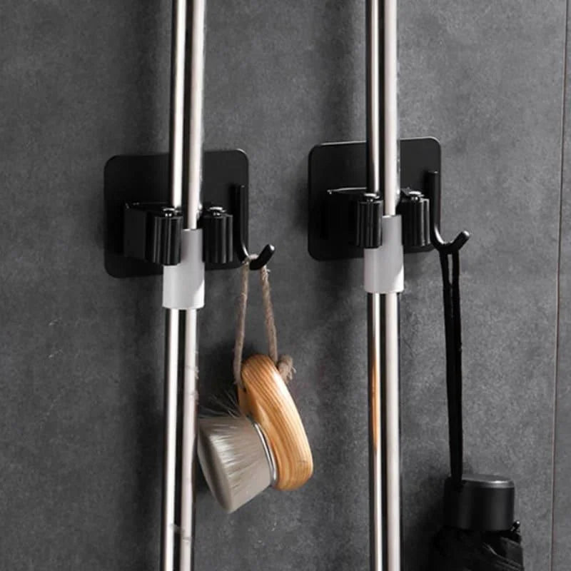 Stainless Steel Wall-Mounted Broom Holder with Monzzi Hook