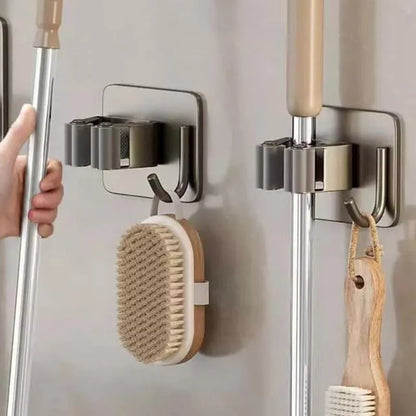 Stainless Steel Wall-Mounted Broom Holder with Monzzi Hook