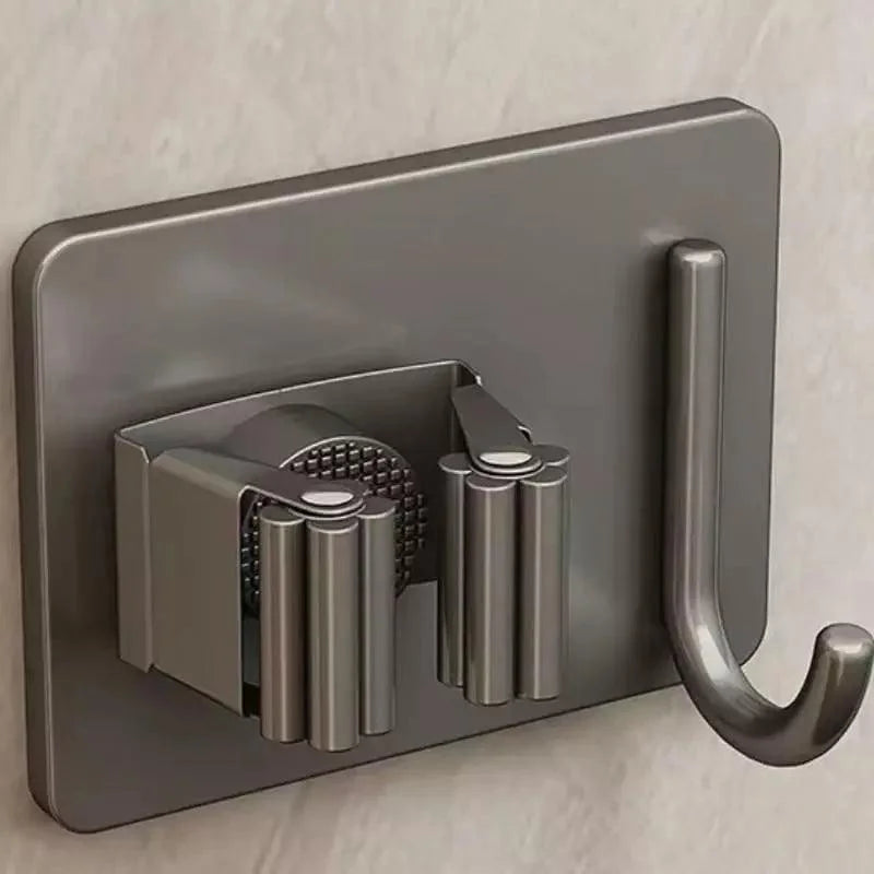 Stainless Steel Wall-Mounted Broom Holder with Monzzi Hook