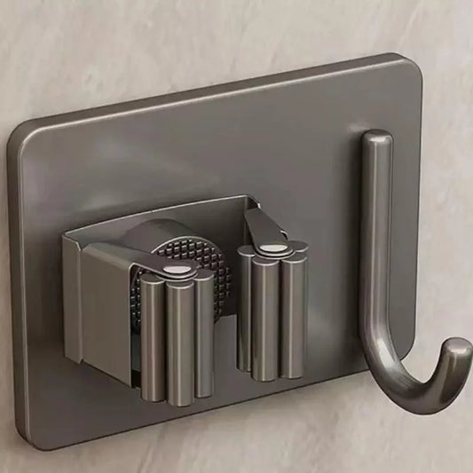 Stainless Steel Wall-Mounted Broom Holder with Monzzi Hook