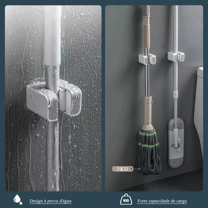 Monzzi Adjustable Wall-Mounted Broom and Mop Holder