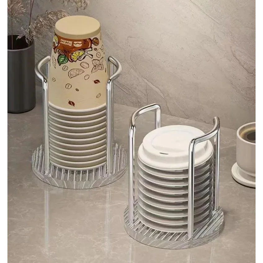 Stainless Steel and Acrylic Disposable Cup Organizer Stand