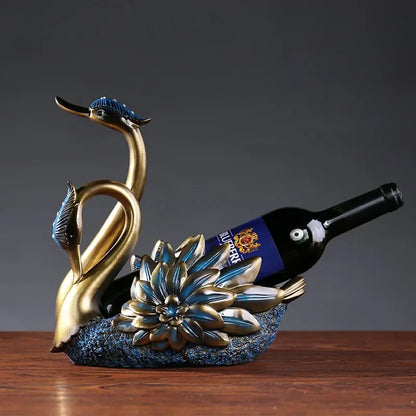 Swan-Designed Resin Wine Bottle Holder