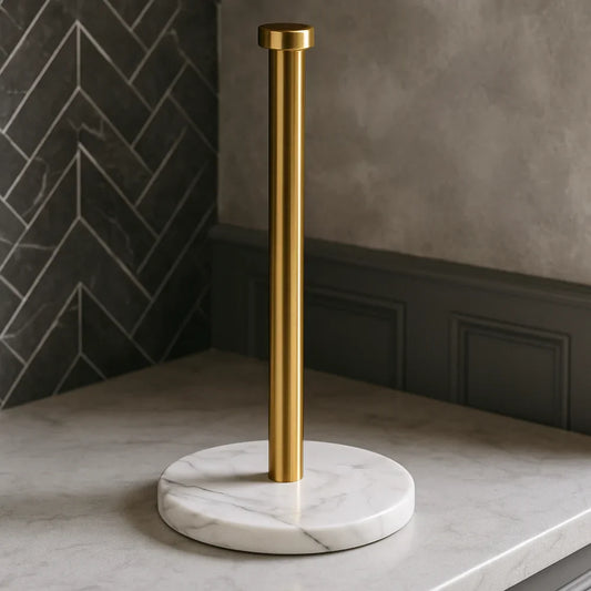Monzzi Golden Marble Paper Towel and Plastic Wrap Dispenser