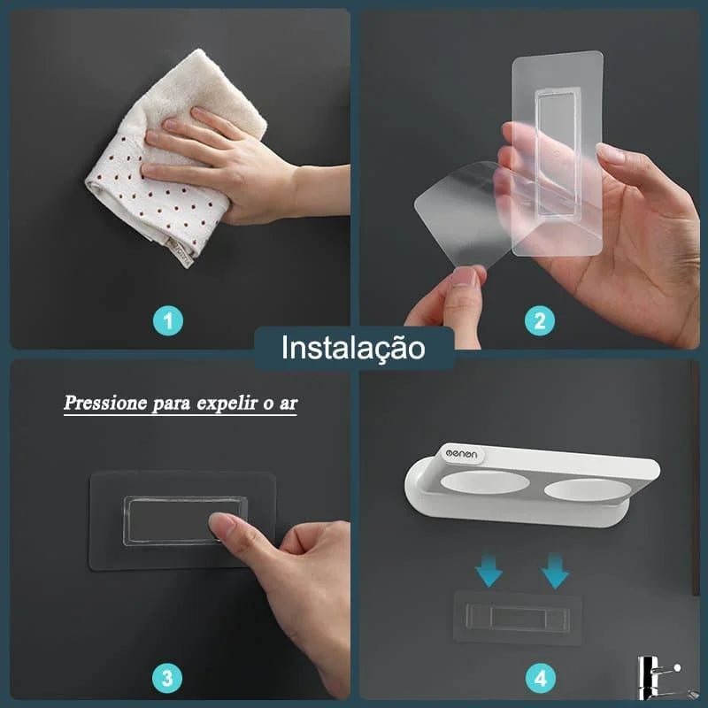 Wall-Mounted Hair Dryer Holder with Monzzi Storage Compartments