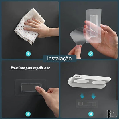 Wall-Mounted Hair Dryer Holder with Monzzi Storage Compartments
