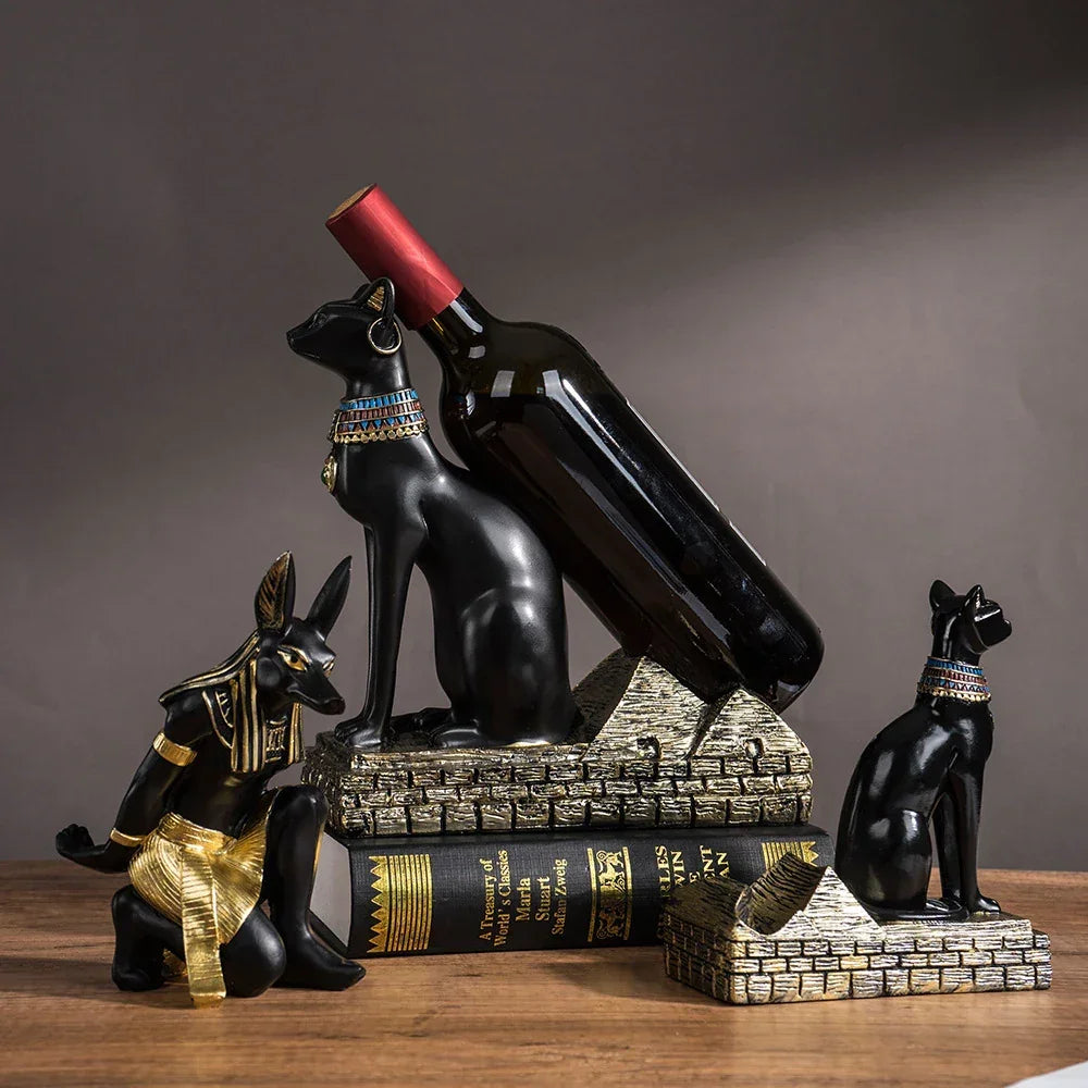 Monzzi Egyptian-Style Resin Anubis Wine Holder