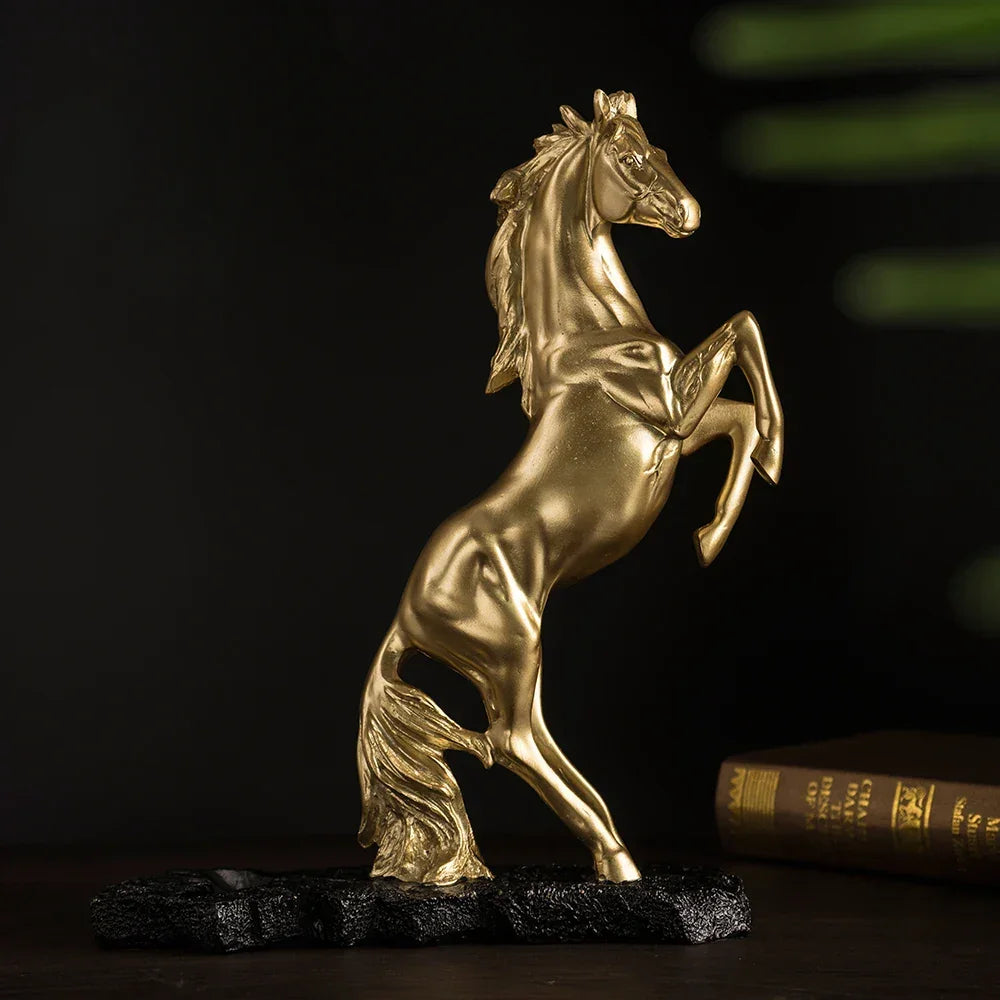 Golden Resin Lenogue War Horse Wine Holder