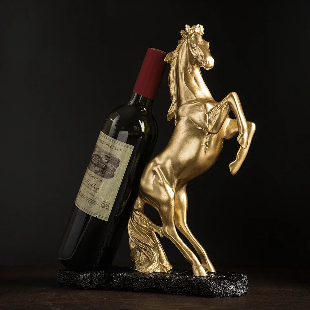 Golden Resin Wine Holder - War Horse Design
