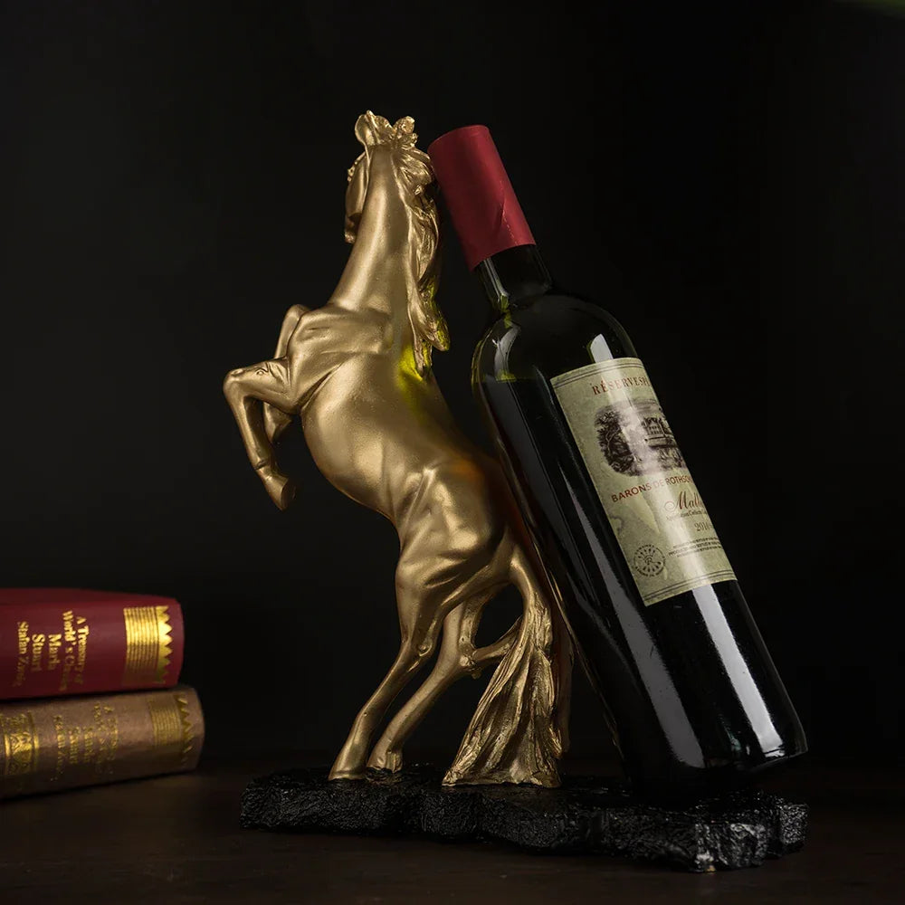 Golden Resin Lenogue War Horse Wine Holder