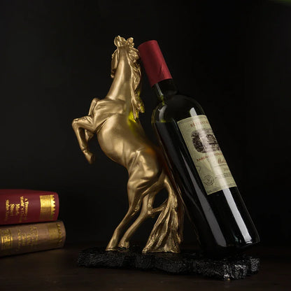 Golden Resin Lenogue War Horse Wine Holder
