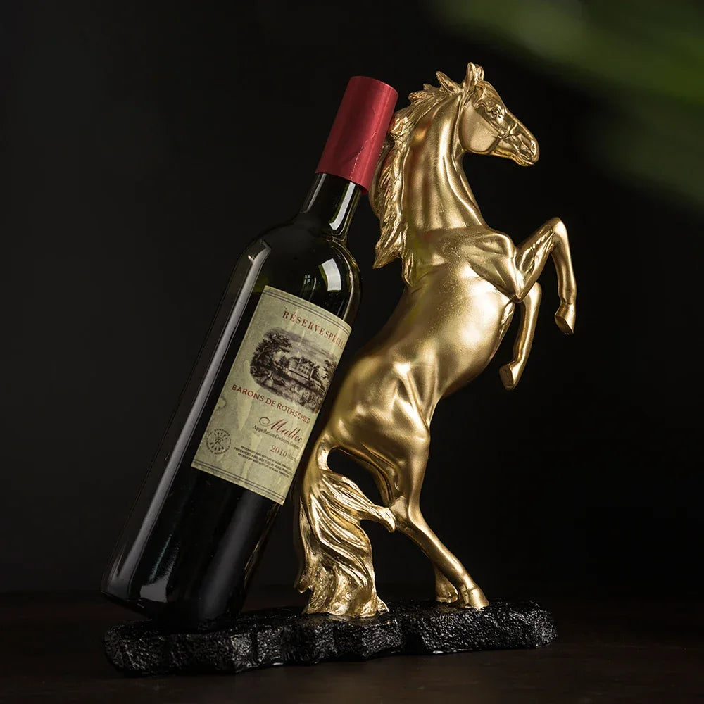 Golden Resin Lenogue War Horse Wine Holder