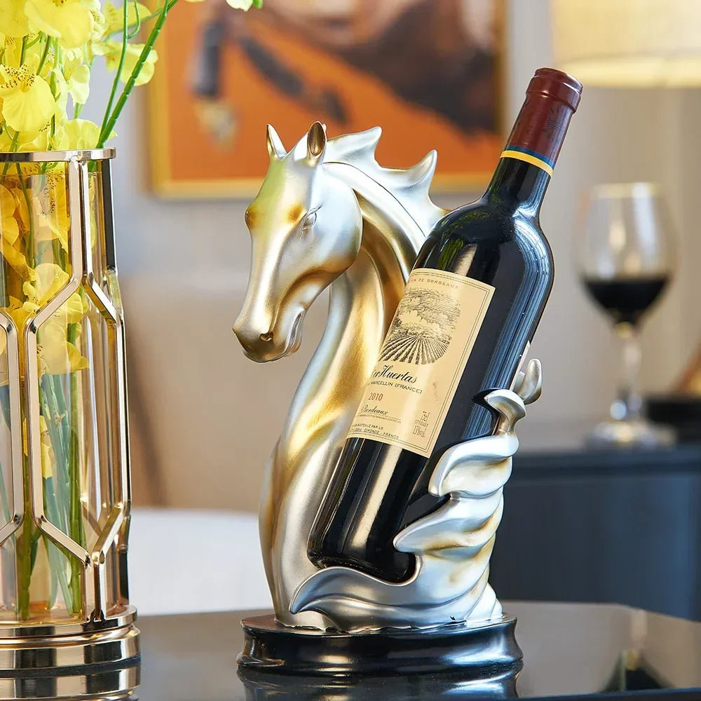 Elegant Horse Wine Holder Crafted from Premium Monzzi Resin