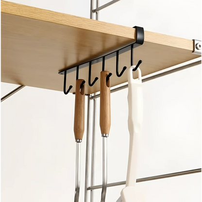 Monzzi Metal Utensil Holder with 6 Hooks - Hanging Support Design