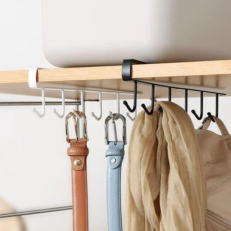 Monzzi Metal Utensil Holder with 6 Hooks - Hanging Support Design