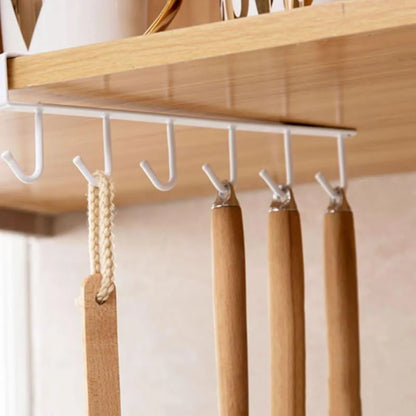 Monzzi Metal Utensil Holder with 6 Hooks - Hanging Support Design