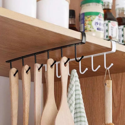 Monzzi Metal Utensil Holder with 6 Hooks - Hanging Support Design