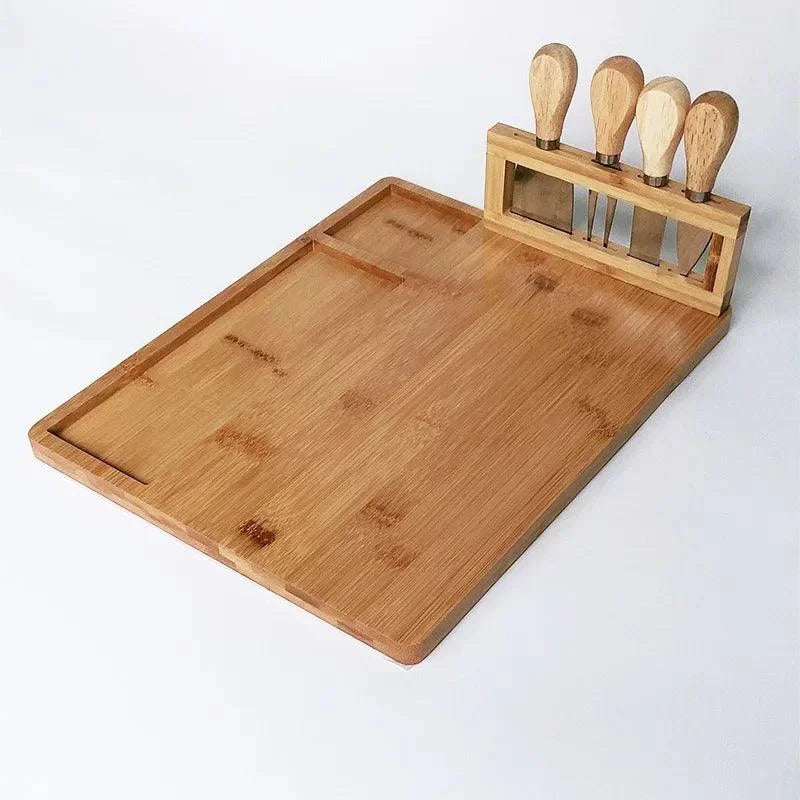 Bamboo Cheese Board with Monzzi Knife Set Included